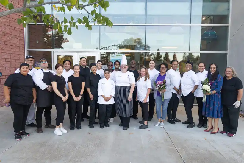 Culinary Arts students with faculty, and administrators at West City Campus.