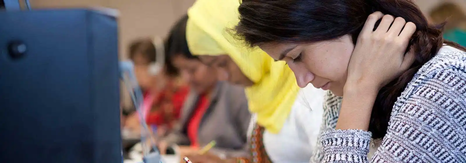 students working in a computer lab