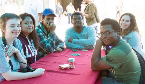 Students playing cards