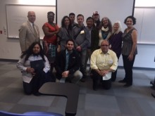 group of people in classroom; facing camera
